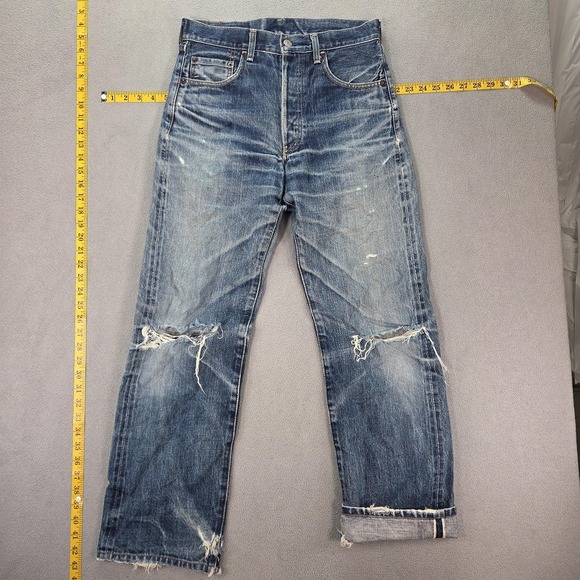VTG Levis 503B Jeans Mens Selvedge LVC Thrashed Whiskers Honeycomb Fits 28x30